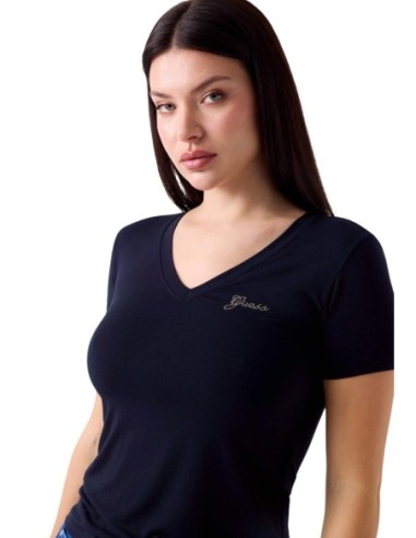 T-shirt modal Guess bleu femme – Élégance minimaliste
