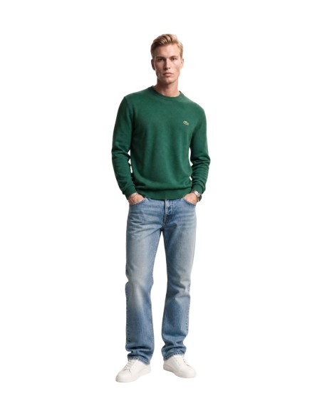Pull maille fine Lacoste vert homme – Élégance sportive