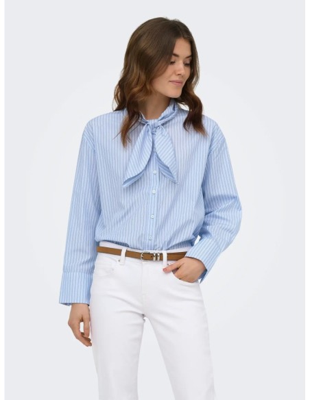 Chemise bleu azur femme Only rayée