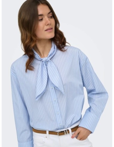 Chemise bleu azur femme Only rayée