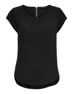 Blouse Only noire femme manches courtes col rond