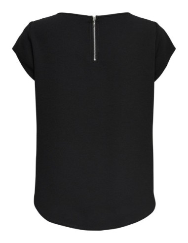 Blouse Only noire femme manches courtes col rond