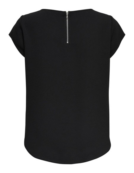 Blouse Only noire femme manches courtes col rond