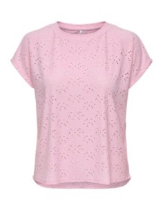 T-shirt rose femme Only col rond manches courtes