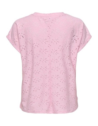 T-shirt rose femme Only col rond manches courtes
