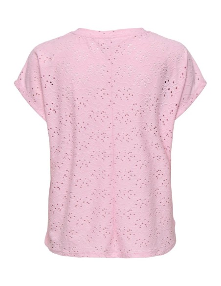 T-shirt rose femme Only col rond manches courtes