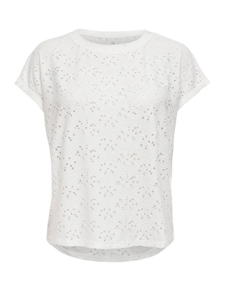 T-shirt blanc femme Only col rond
