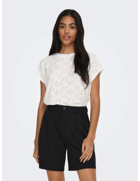 T-shirt blanc femme Only col rond