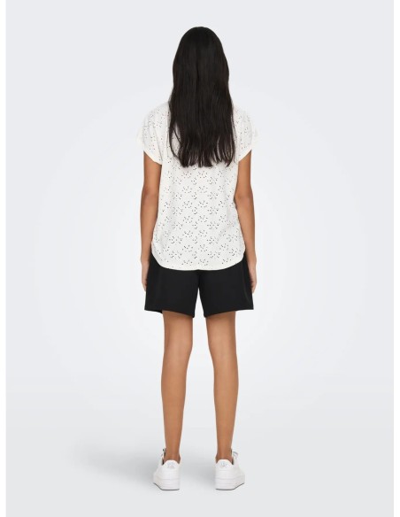 T-shirt blanc femme Only col rond