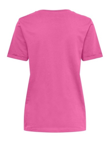 T-shirt Only rose femme en coton col rond