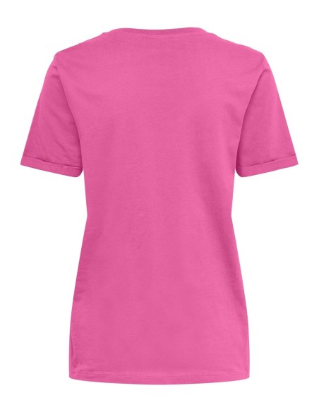 T-shirt Only rose femme en coton col rond