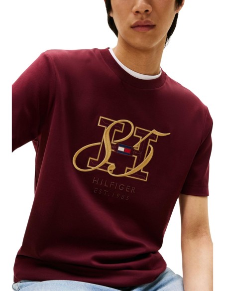 Tommy Hilfiger T-Shirt Homme bordeaux – Style graphique